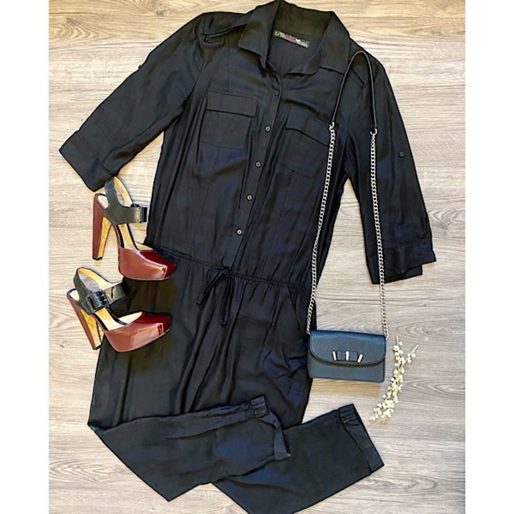 Zara 3/4 Sleeve Utility Jumpsuit
